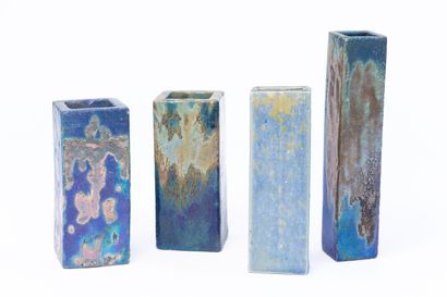 null Serafino FERRARO (1939-2017). 
Four soliflores vases of square and rectangular...
