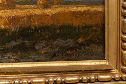 null Alexandre DEFAUX (1826-1900). 
Personnages dans un champ de blé, à l'approche...
