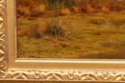 null Léonard OCHTMAN (1854-1934). 
Paysage. 
Huile sur toile, signée en bas à gauche...