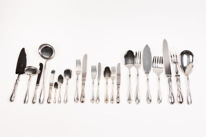 null CHRISTOFLE. 
Important part of silver plated cutlery and knives menagere, coming...