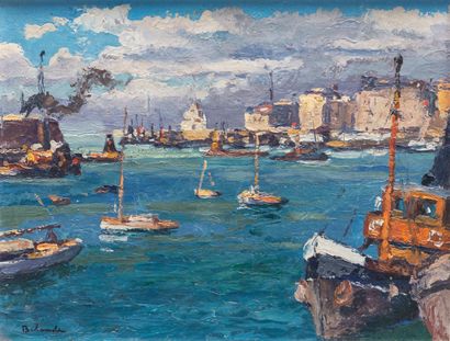 null Gaston BALANDE (1880-1971).
Tunis, le Port.
Huile sur toile, signée en bas gauche...