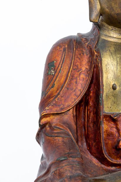 null CHINA, Ming dynasty (1368-1644).
Important sculpture of Shakyamuni Buddha in...