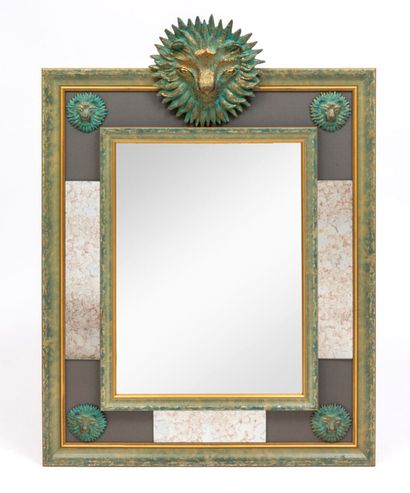 null Jean MARAIS (1913-1998).
Rare miroir rectangulaire orné de cinq bas-reliefs...