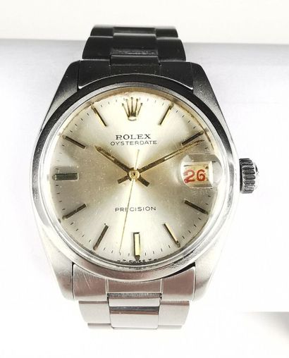 null ROLEX.
Steel woman's wrist watch model "Oyster Date".
Back color champagne.
Index...