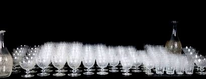 null BACCARAT. 
Part of a service of richly engraved crystal glasses, models "Rohan"...
