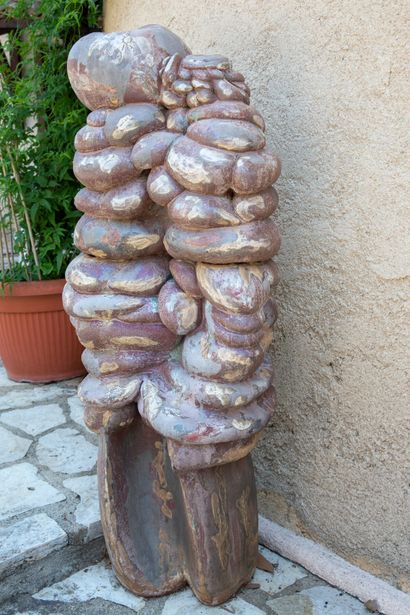 null Serafino FERRARO (1939-2017). 
Importante sculpture formée de galets en céramique...