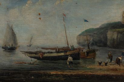 null Pierre Julien GILBERT (1783-1860).
Pêcheurs à marée basse. 
Paire d'huiles sur...