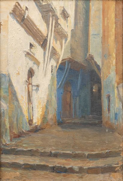 null Maxime NOIRÉ (1861-1927), attribué à.
Ruelle au Maghreb.
Huile sur toile, non...