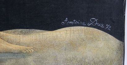 null Antoine DUC (Né en 1932).
Oiseau arborescent. 
Huile sur toile, signée en bas...