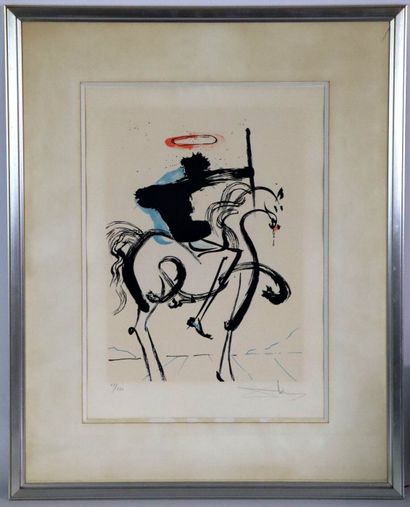 Salvador DALI (1904-1989).
Le Cavalier Noir.
Lithographie...