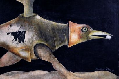null Antoine DUC (Né en 1932).
Oiseau arborescent. 
Huile sur toile, signée en bas...