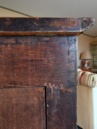 null Lemon-tree veneer and dark wood marquetry sideboard with bracketed uprights...