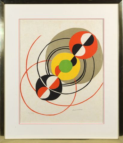 null Sonia DELAUNAY (1885-1979).
Sputnik, circa 1970.
Color lithograph on Japon paper,...