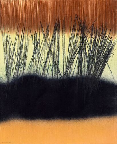 null Hans HARTUNG (1904-1989).
T1963-H28. 
Vinyl and pastel on canvas, signed lower...