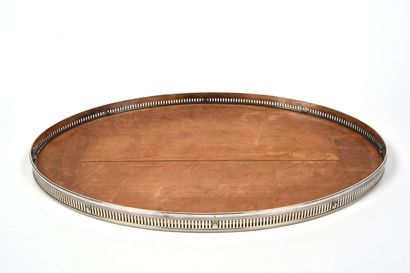 null Oval table top in openwork silvered bronze topped with a mirror. 
Louis XVI...