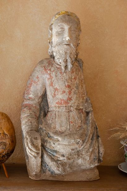 null Central France, 17th century. 
Bust of Saint André. 
Limestone sculpture with...