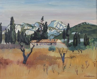  Yves BRAYER (1907-1990). 
Provence, 1959. 
Huile sur toile, signée en bas à droite.... Gazette Drouot