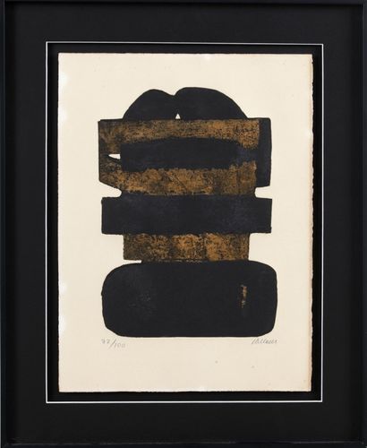  Pierre SOULAGES (1919-2022).
Etching XXIV.
Etching in black and shades of brown... Gazette Drouot