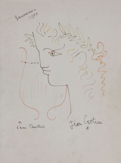 Jean COCTEAU (1889-1963). 
Orphée. 
Lithographie sur papier, signée dans la planche.... Gazette Drouot