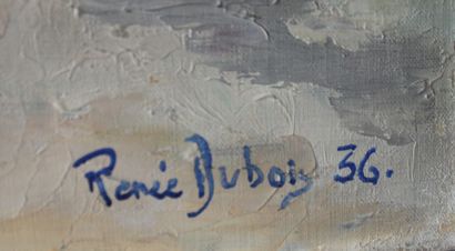 null René DUBOIS, La plage, huile sur toile, signé en bas à droite et daté (19)36
61...