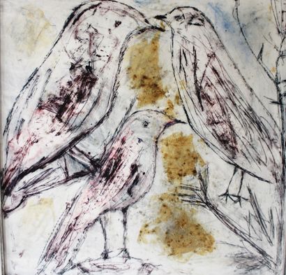 Sylvie LOEB (1955 - ), Birds, mixed technique...