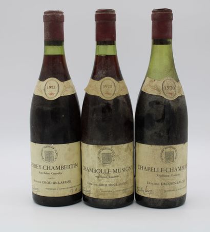 null Domaine Drouhin-Laroze comprenant, Chapelle-Chambertin 1970, 3 bouteilles, Chambolle-Musigny...