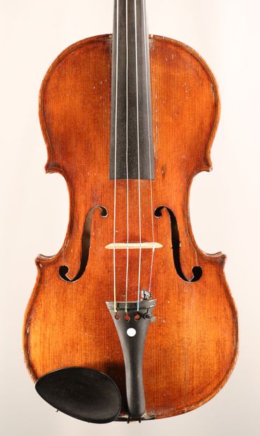 null *French violin late 19th century, restorations on the table and head, with case...