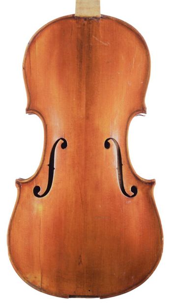 null German violin work around 1870/1880 missing fingerboard, restorations on the...