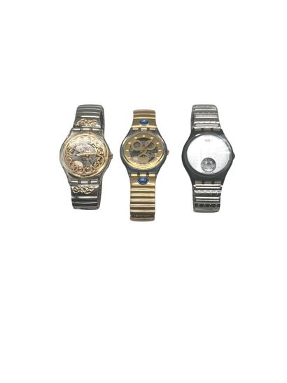 SWATCH, set of 3 steel watches including...