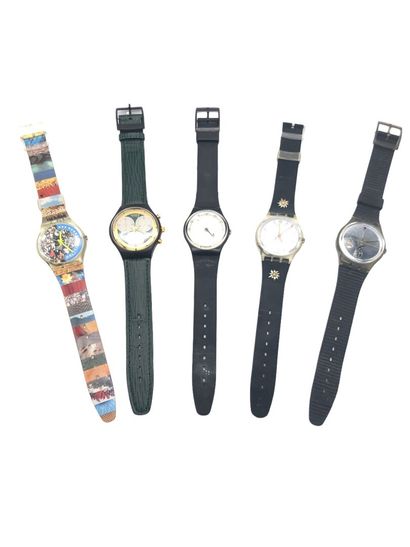 SWATCH, Lot of 5 watches including a Chrono...