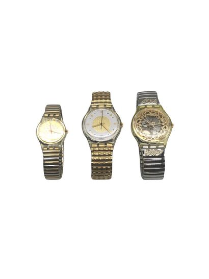 SWATCH, Set of 3 steel watches including...