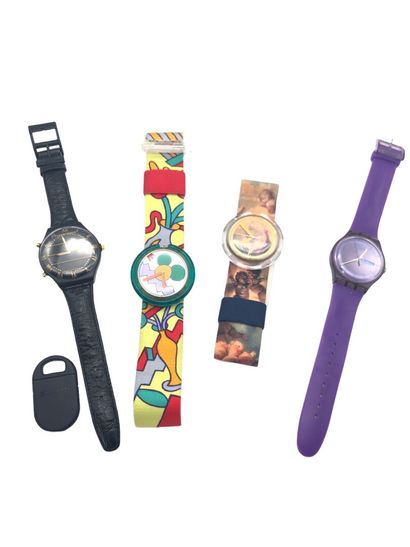 null SWATCH, Lot of 4 watches, including two POP and one Pager, missing a case for...