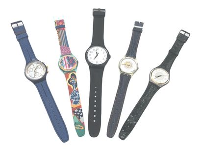 SWATCH, Lot of 5 watches including Mogador,...
