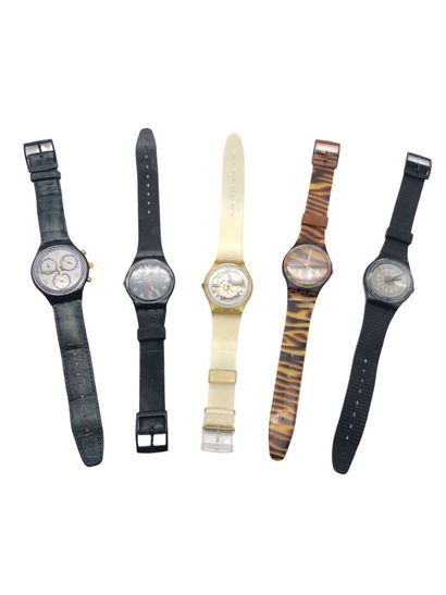 SWATCH, Lot of 5 watches including a Chrono...