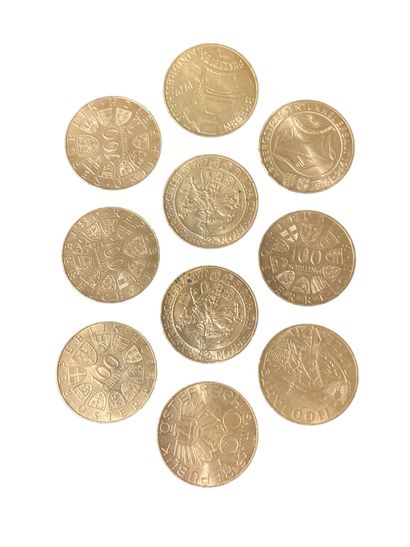 null Autriche, 100 schilling argent, collection de monnaies commémoratives, 1976,1977,...