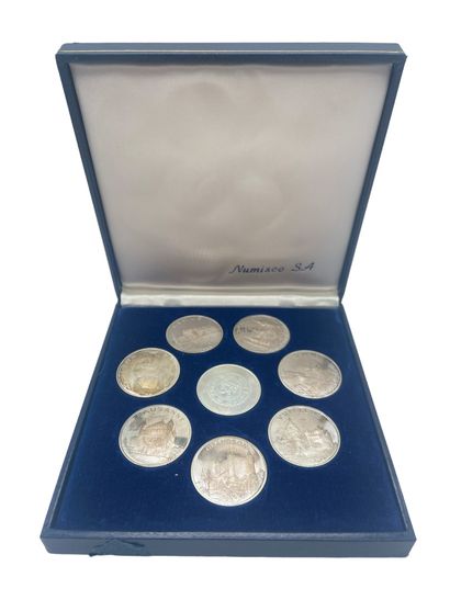 null Canton de Vaud, série de huit médailles 1972, vues de monuments, Oron, Aigle,...