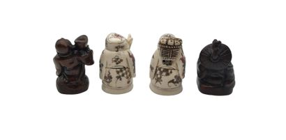 null CHINE - XXe siècle
Quatre petites statuettes, dont deux Budai en résine et deux...