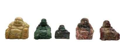 null CHINE - XXe siècle
Ensemble comprenant onze statuettes de Budai en corail, quartz...