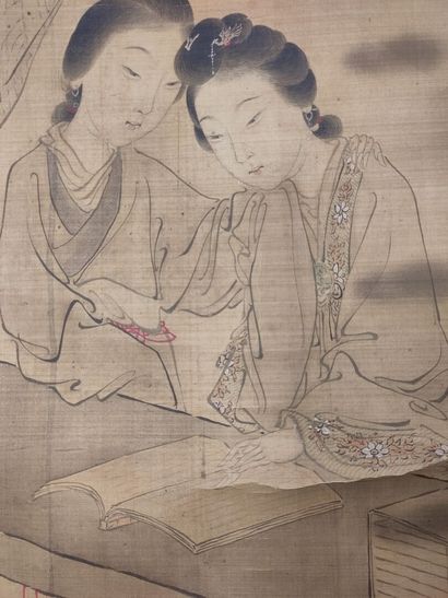 null Zhu Liangcai (c.1864/65-1940):
Deux beautés
Encre polychrome sur soie
Poème...
