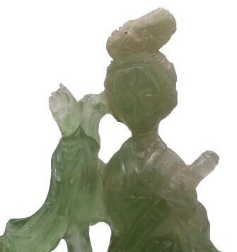 null CHINE - XXe siècle
Groupe en fluorine verte, deux jeunes femmes sur un socle...