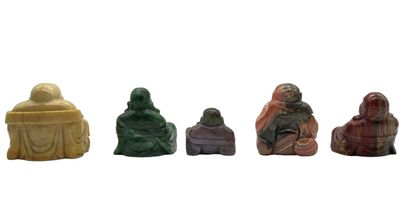 null CHINE - XXe siècle
Ensemble comprenant onze statuettes de Budai en corail, quartz...