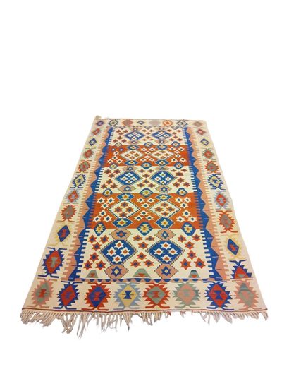 Turkish Kilim rug, circa 1950, (wool warp...