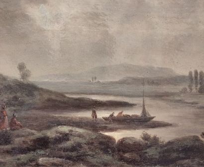 null École hollandaise du XIXème siècle, Pêcheurs sur la côte et Paysage de rivière,...