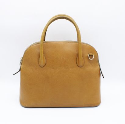 null CELINE, bolide-shaped handbag in camel grained leather, two handles, with shoulder...
