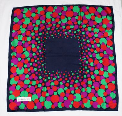 null DIOR and Yves SAINT LAURENT, Meeting of two silk scarves, geometric design on...