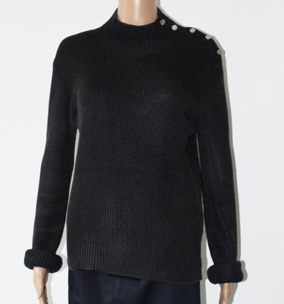 null HERMES, Dark grey knit sailor sweater, shoulder buttoning, 5 designer buttons,...