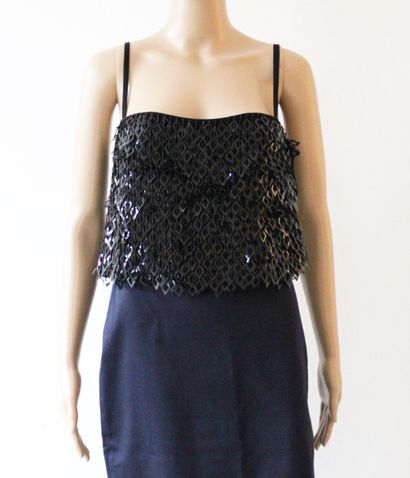 null MAX MARA PIANO FORTE, Strapless bustier in silk chiffon embroidered with sequins...