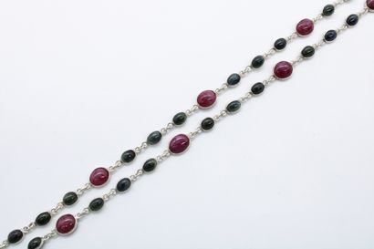 null *925 silver necklace with sapphire and ruby cabochons, 
closed length 31 cm,...