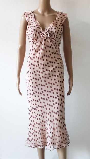 null ERMANNO SCERVINO, Pink silk maxi dress with polka dots 
Estimated size 34