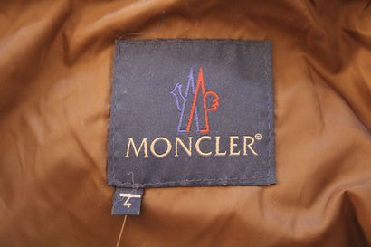 null MONCLER, Quilted down jacket in chocolate velvet, 100% down, snap closure, one...